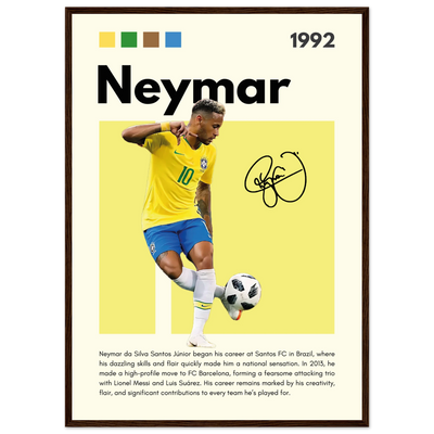 Neymar Jr. Brazilian Football Legend Framed Poster – Vibrant Pop Art Football Print 50x70 cm 20x28″ Dark wood frame Vibrantwalls