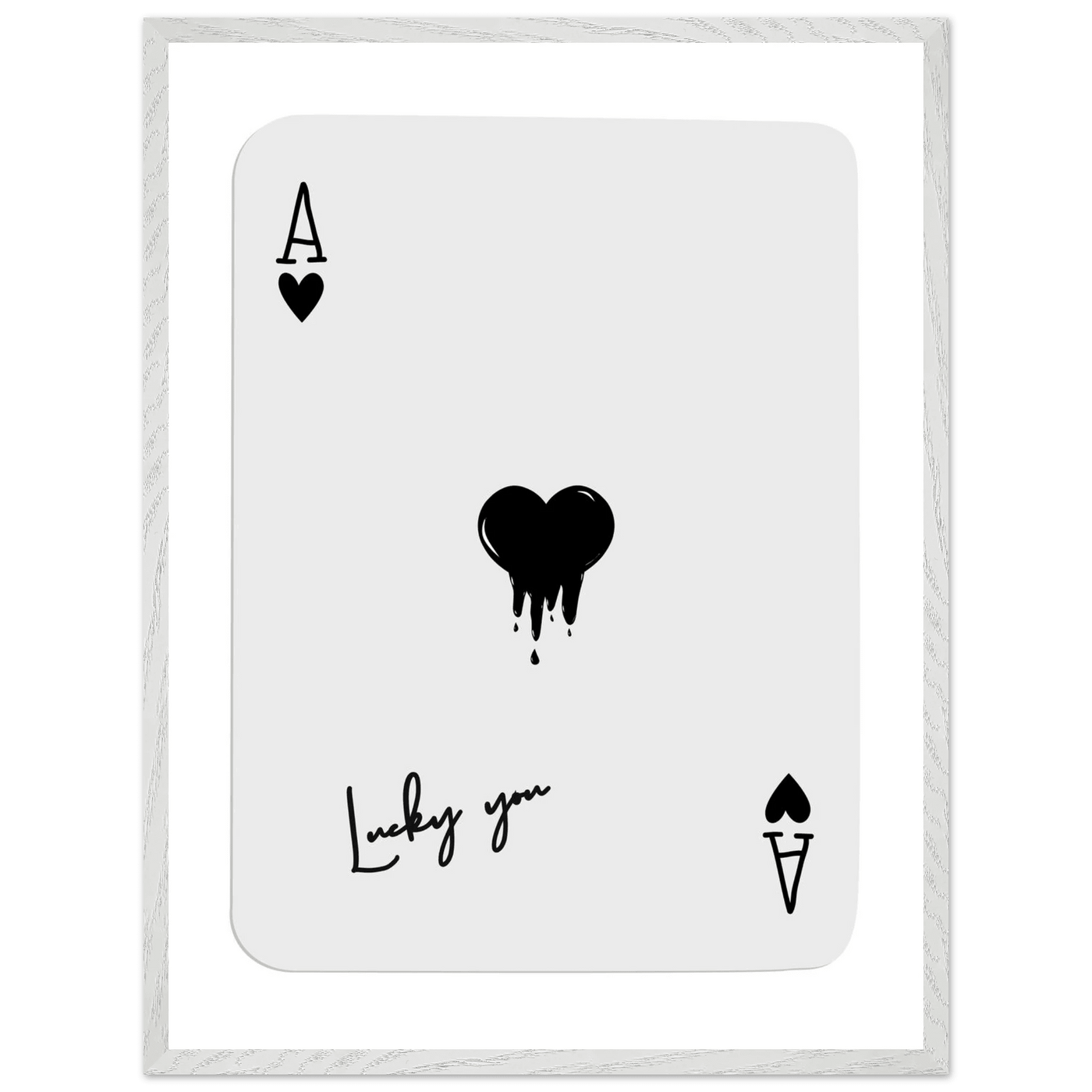 Lucky Ace of Hearts Dripping Art Print - Framed Poster, Modern Poker Card Decor, Eco-Friendly Wood Frame - Vibrantwalls