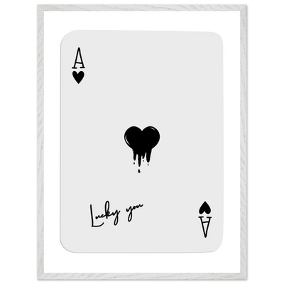 Lucky Ace of Hearts Dripping Art Print - Framed Poster, Modern Poker Card Decor, Eco-Friendly Wood Frame - Vibrantwalls