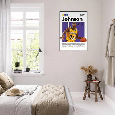 Magic Johnson Showtime Lakers Vintage Art Print Vibrantwalls