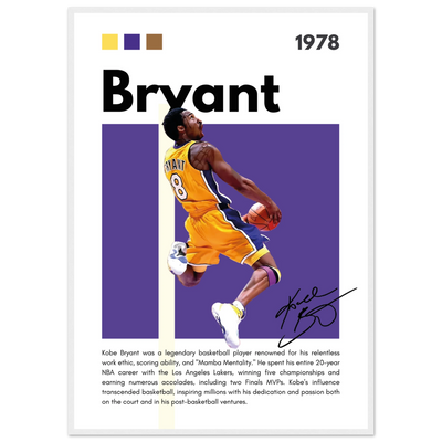 Kobe Bryant Black Mamba Lakers Vintage Poster A1 (59.4 x 84.1 cm) White frame Vibrantwalls