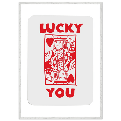 Lucky You Poker Card Art Print - Two of Hearts King - Framed Poster with Eco-Friendly Wood Frame - Vibrantwalls