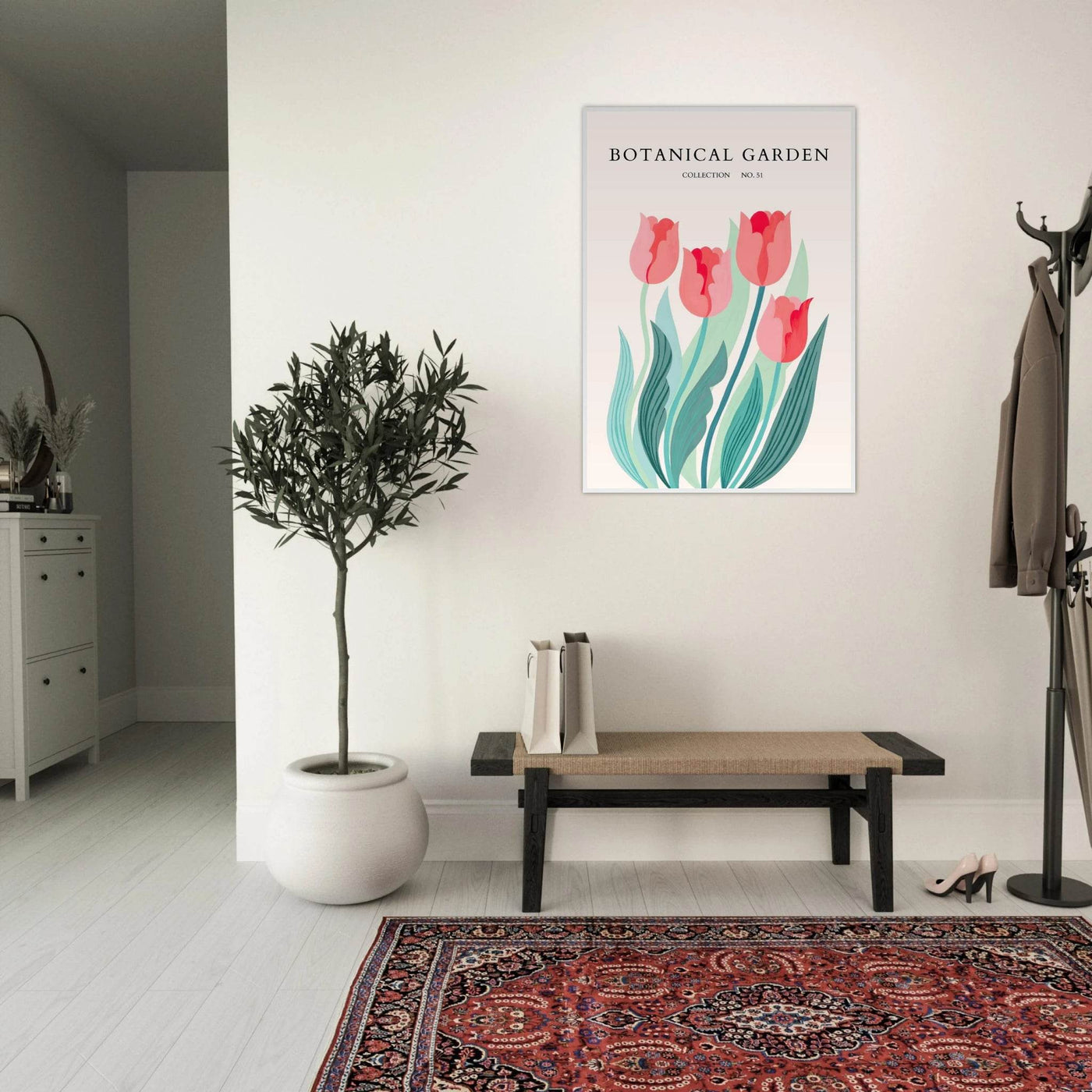 Botanical Garden Tulip Framed Poster – Pastel Florals & Nature Art Prints | Ready-to-Hang Wall Decor - Vibrantwalls