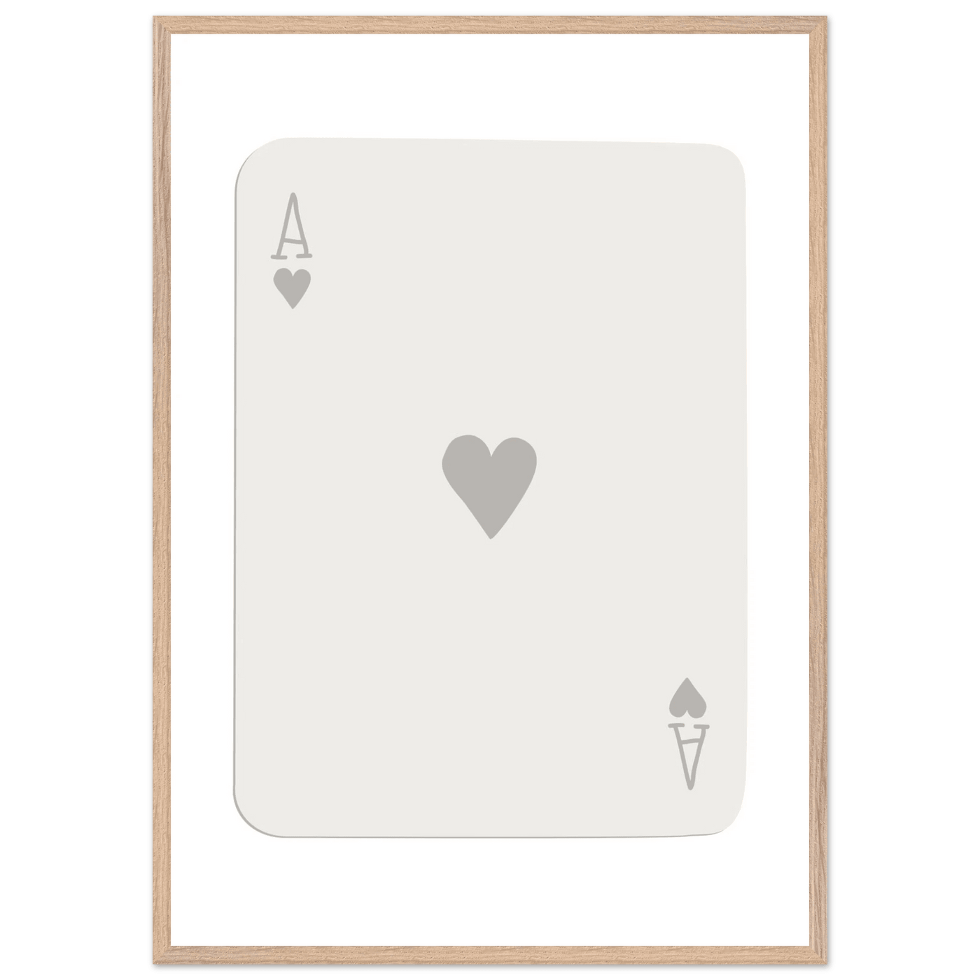 Minimalist Ace of Hearts Poker Card Art - Eco-Friendly Framed Poster Print in Various Sizes & Frame Finishes - Vibrantwalls
