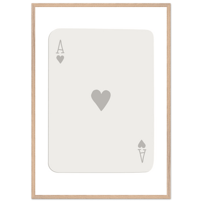 Minimalist Ace of Hearts Poker Card Art - Eco-Friendly Framed Poster Print in Various Sizes & Frame Finishes - Vibrantwalls