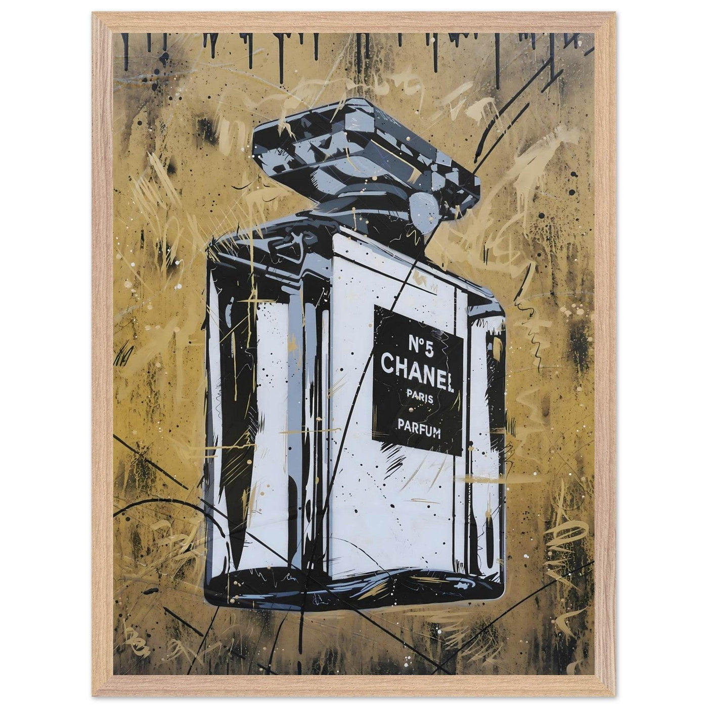 Abstract Chanel N°5 Art Print - Luxury Perfume Wall Art in Premium Mounted Frame - Vibrantwalls