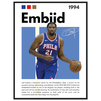 Joel Embiid The Process 76ers Framed Poster 60x80 cm 24x32″ Black frame Vibrantwalls