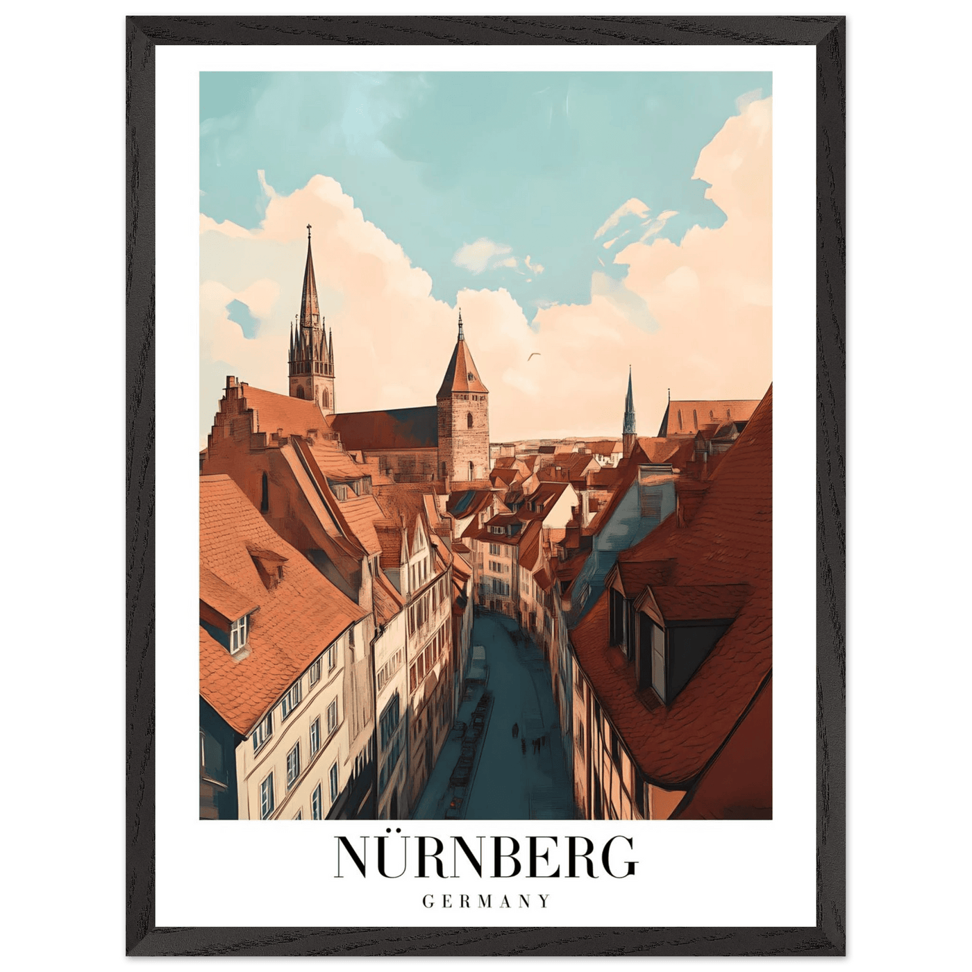 Nürnberg Germany Framed Poster – Vintage Travel Wall Art with Wooden Frame - Vibrantwalls