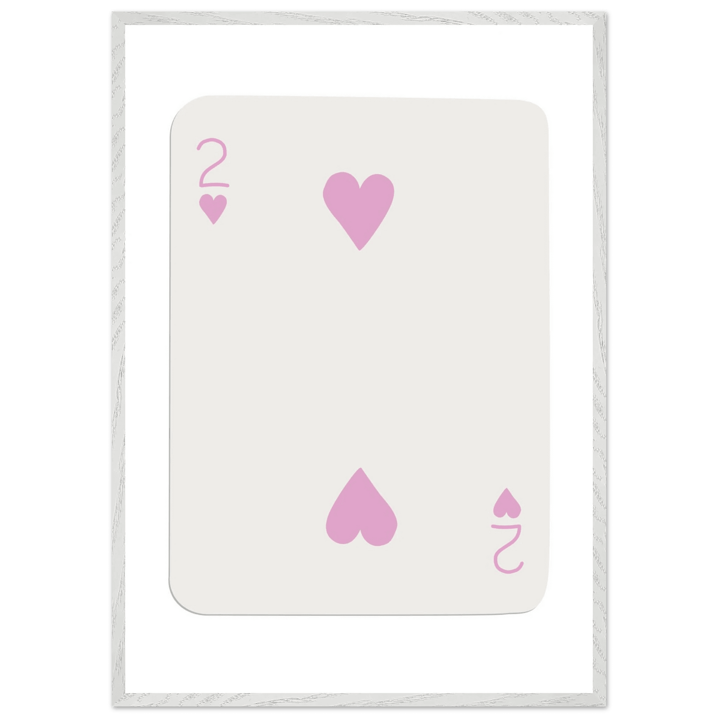 Minimalist Pink Two of Hearts Poker Card Art Print - Framed & Mounted Eco-Friendly Decor, Custom Sizes Available - Vibrantwalls