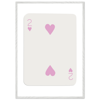 Minimalist Pink Two of Hearts Poker Card Art Print - Framed & Mounted Eco-Friendly Decor, Custom Sizes Available - Vibrantwalls