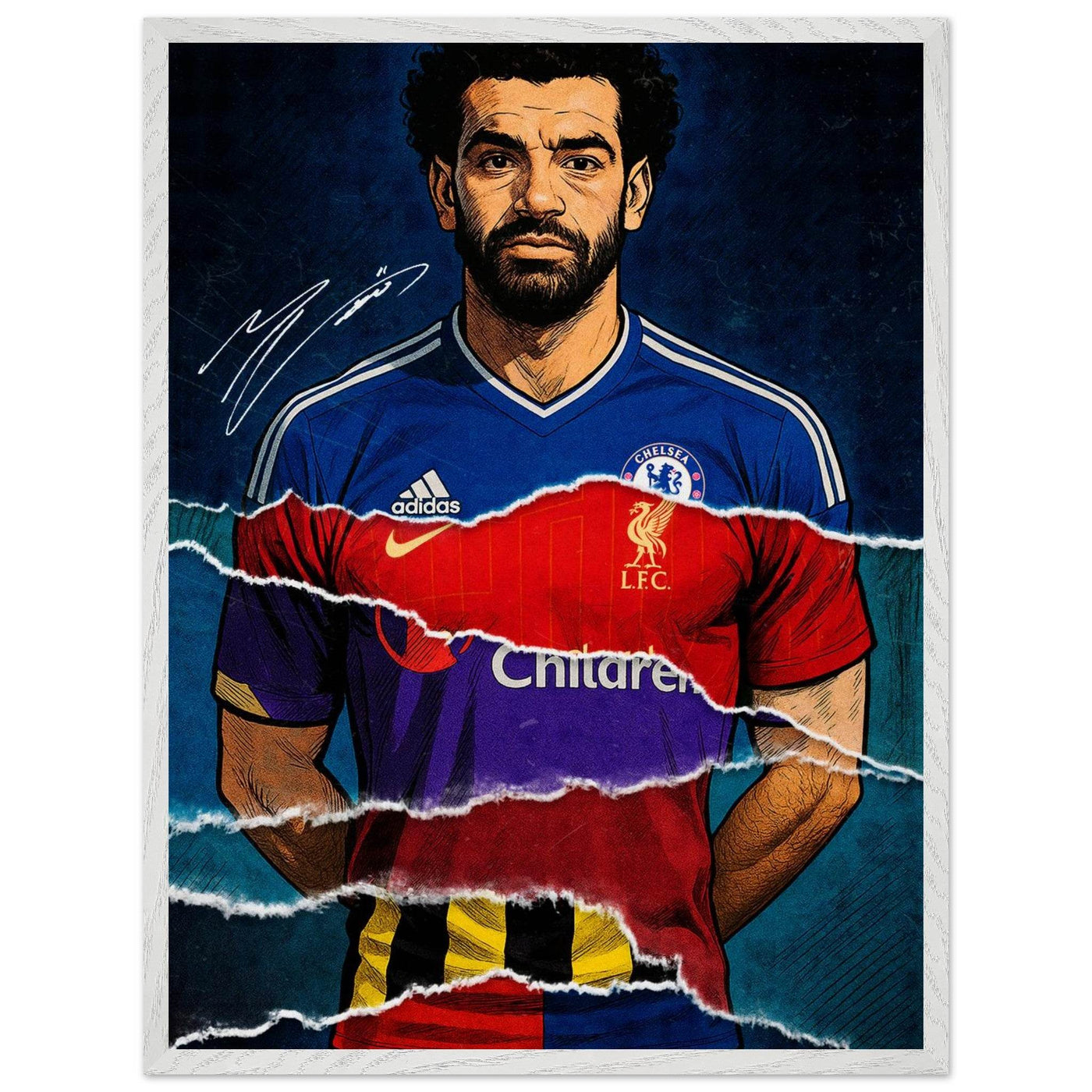 Mohamed Salah Pop Art Football Legend Mounted Framed Poster – Eco-Friendly, Ready to Hang - Vibrantwalls