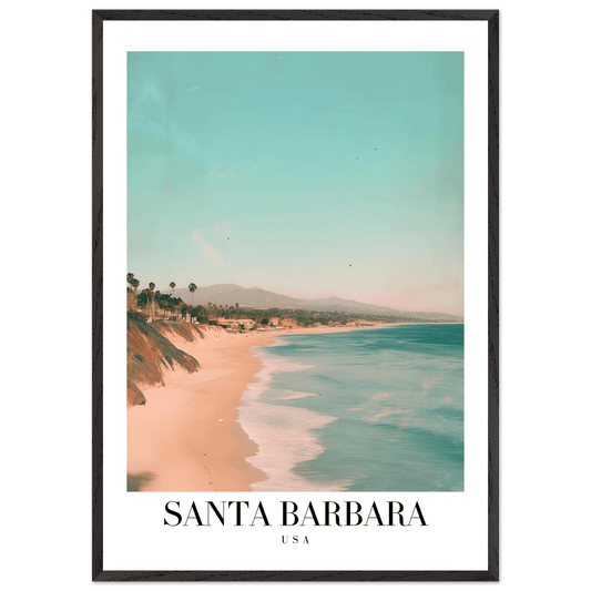 Santa Barbara USA Pastel Beach Vintage Travel Poster - Wall Art - Vibrantwalls