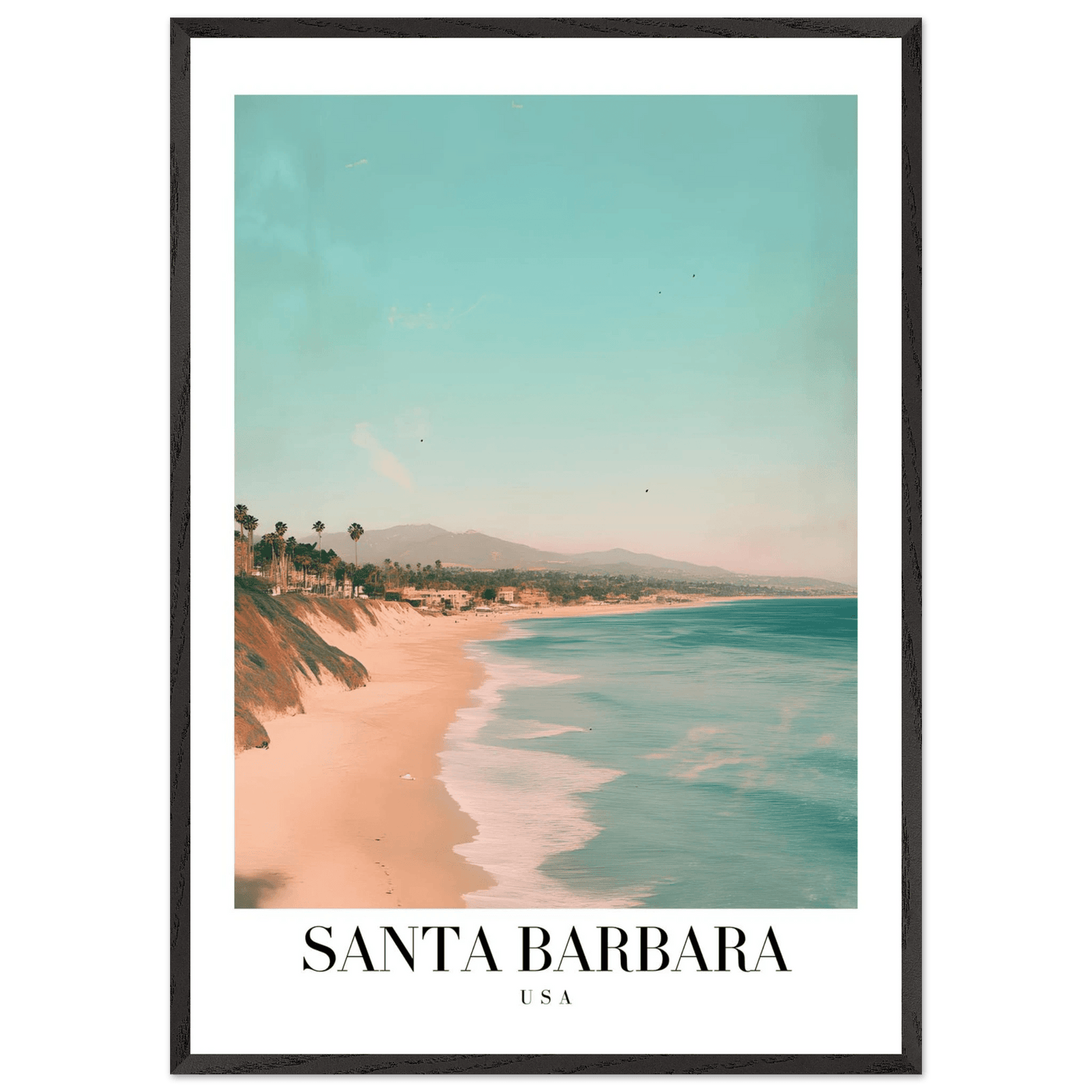 Santa Barbara USA Framed Poster – Pastel Beach Travel Wall Art in Your Choice of Frame - Vibrantwalls
