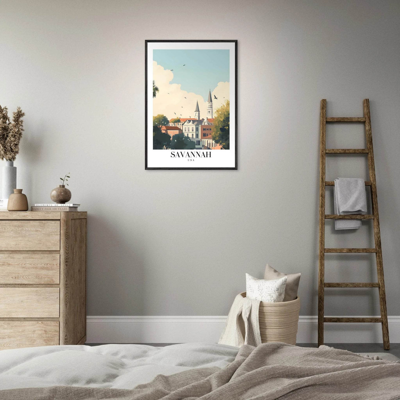 Savannah USA Framed Poster – Charming Cityscape Wall Art with Wooden Frame - Vibrantwalls