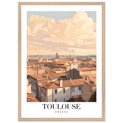 Toulouse France Framed Poster – Vintage Sunset Cityscape Wall Art with Wooden Frame - Vibrantwalls