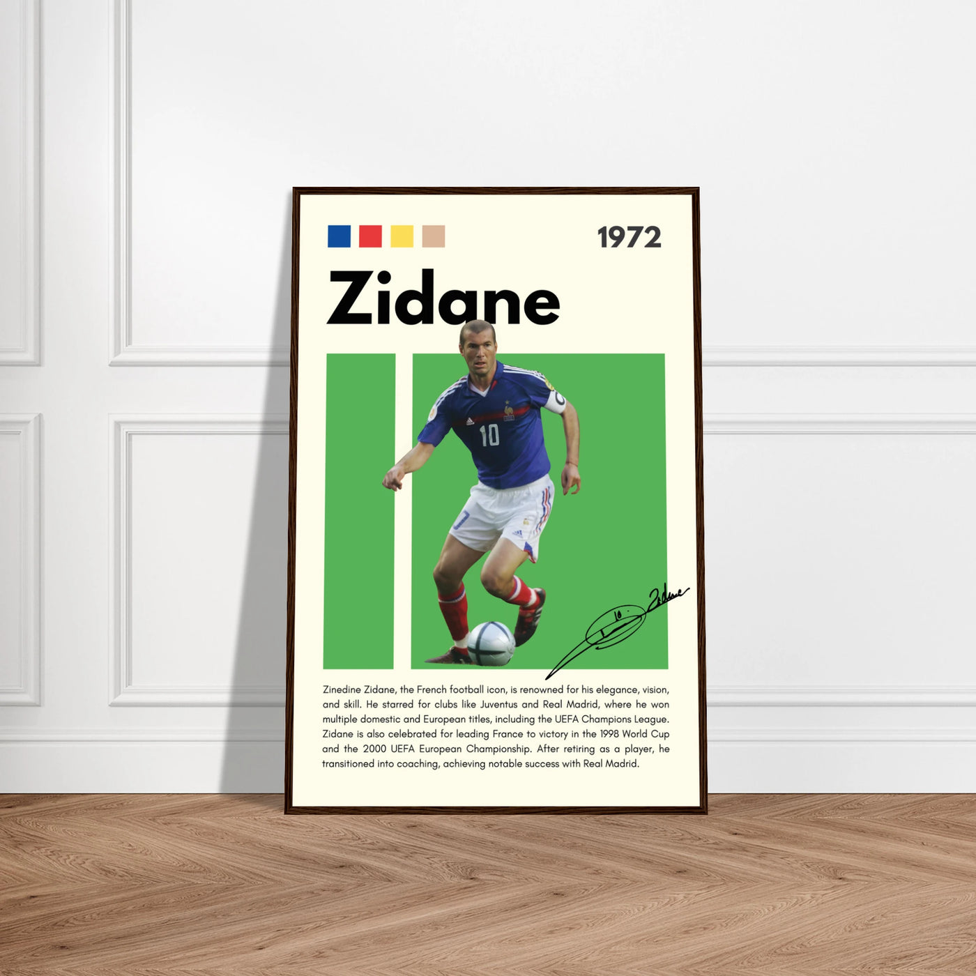 Zinedine Zidane Football Legend Framed French Poster Vibrantwalls