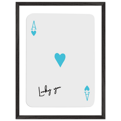 Ace of Hearts Poker Card Print - 'Lucky You' Framed Art, Eco-Friendly Wood Frame in Custom Finish - Vibrantwalls