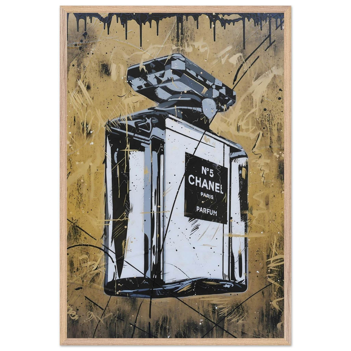 Abstract Chanel N°5 Art Print - Luxury Perfume Wall Art in Premium Mounted Frame - Vibrantwalls