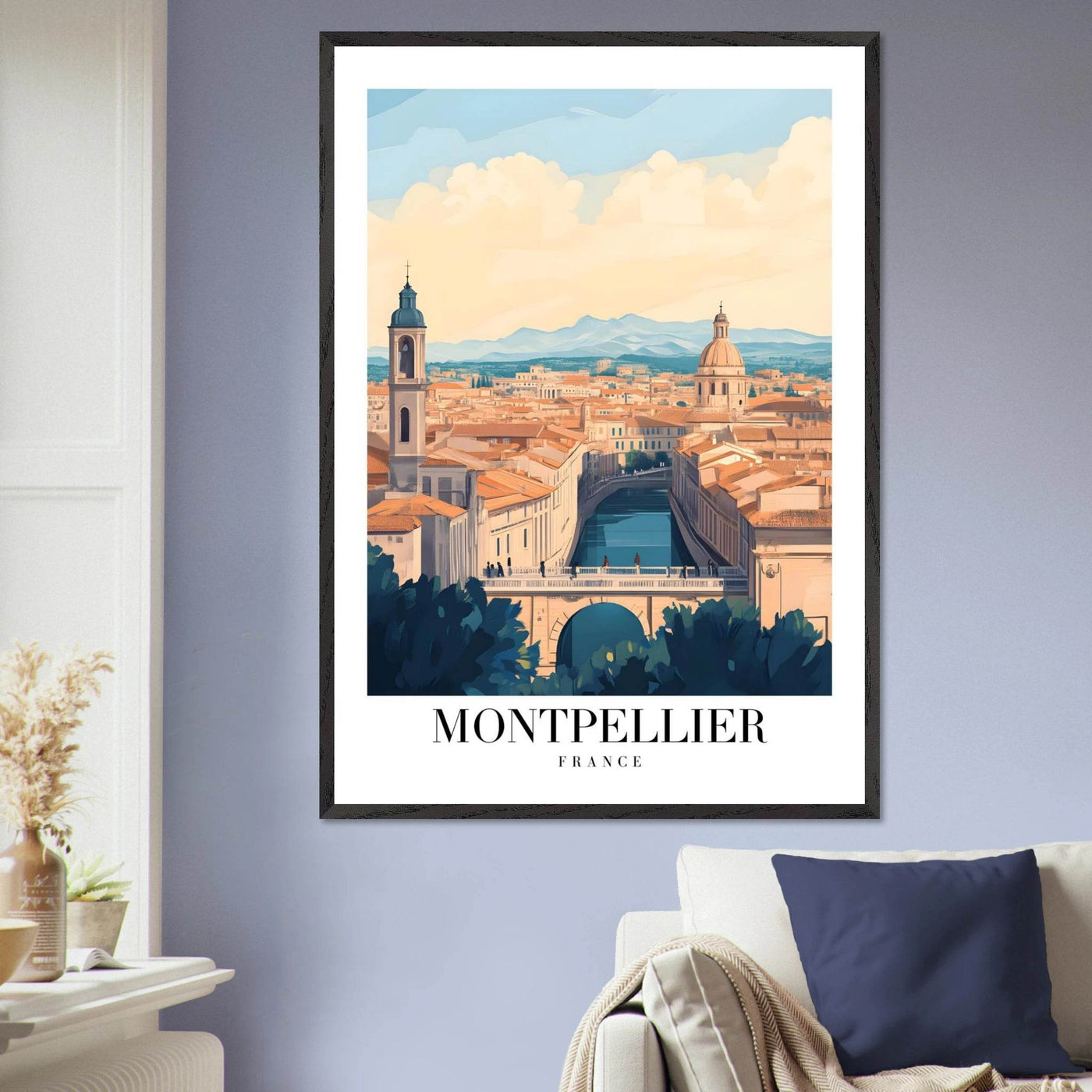 Montpellier France Framed Poster – Vintage Travel Wall Art with Wooden Frame - Vibrantwalls