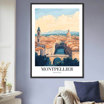 Montpellier France Framed Poster – Vintage Travel Wall Art with Wooden Frame - Vibrantwalls