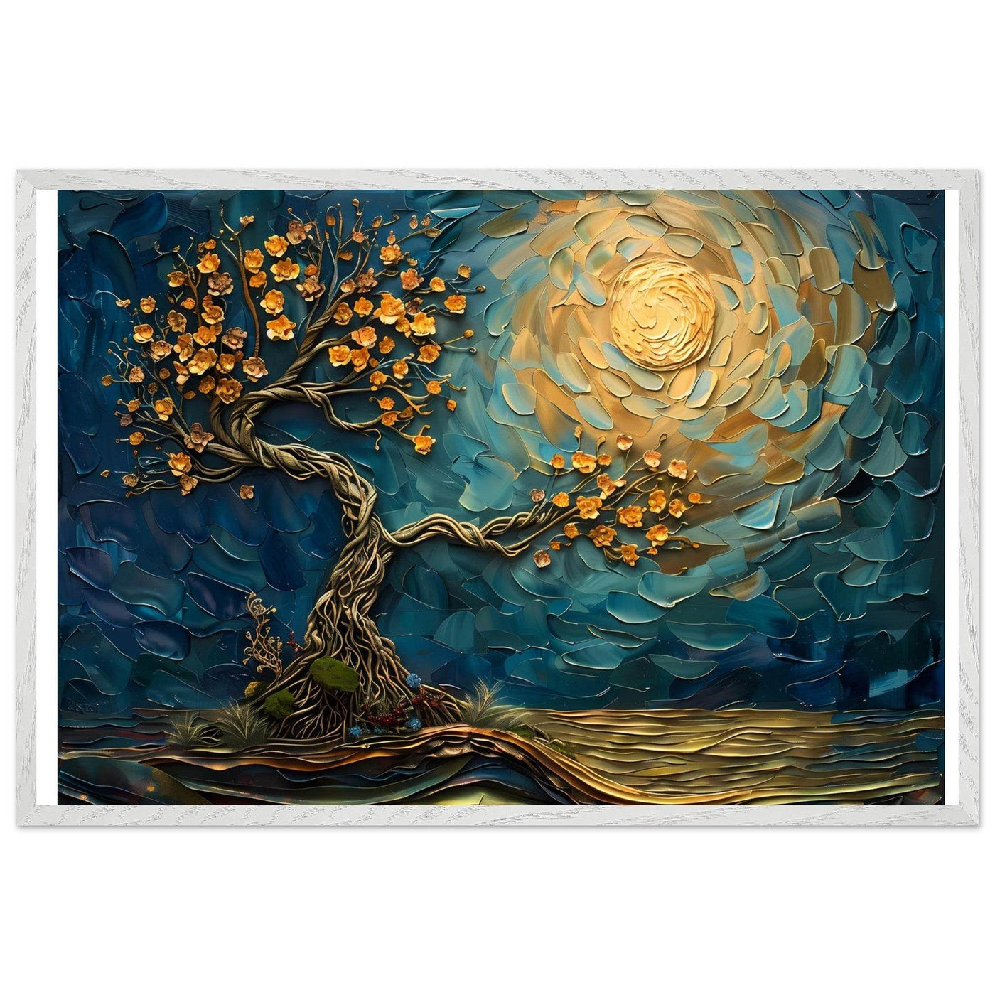 Tree of Life Jewelry - Golden Blooms & Midnight Sky Design - Vibrantwalls