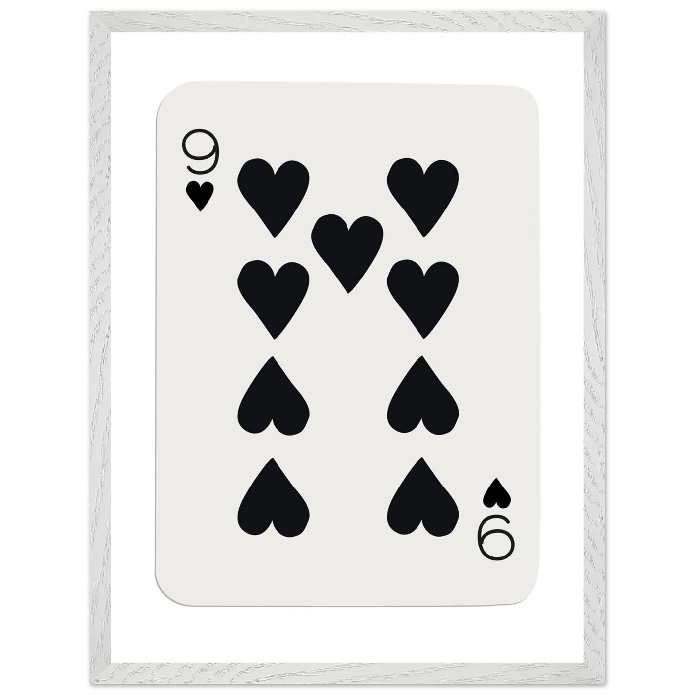 Minimalist Nine of Hearts Poker Card Print - Mounted Framed Eco-Friendly Wall Art in Various Sizes & Frame Finishes - Vibrantwalls