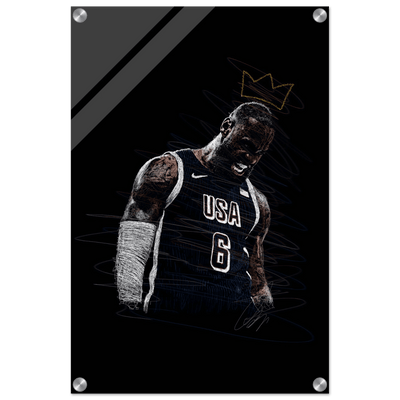 LeBron James 'King' Sketch Acrylic Print – Dynamic, Modern Sports Wall Art in Multiple Sizes - Vibrantwalls