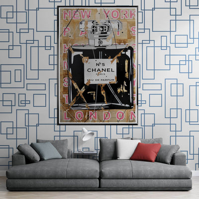 Chanel No. 5 Abstract Luxury Perfume Art Print – Premium Framed Pop Art for Modern Interiors - Vibrantwalls