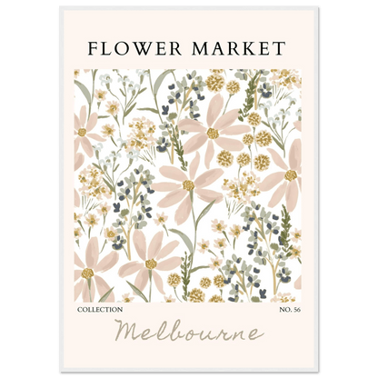Melbourne Flower Market Blush Floral Sage Green - Wall Art - Vibrantwalls