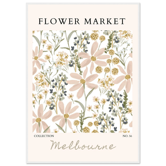 Melbourne Flower Market Blush Floral Sage Green - Wall Art - Vibrantwalls