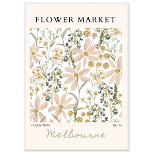 Flower Market Melbourne Framed Poster – Blush Floral & Sage Green Art Print | Ready-to-Hang Wall Decor - Vibrantwalls