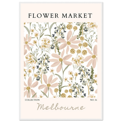 Flower Market Melbourne Framed Poster – Blush Floral & Sage Green Art Print | Ready-to-Hang Wall Decor - Vibrantwalls