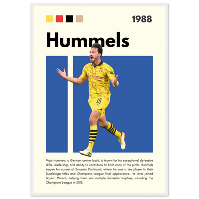 Mats Hummels Borussia Dortmund Framed Poster – Modern Football Art Print A1 (59.4 x 84.1 cm) White frame Vibrantwalls
