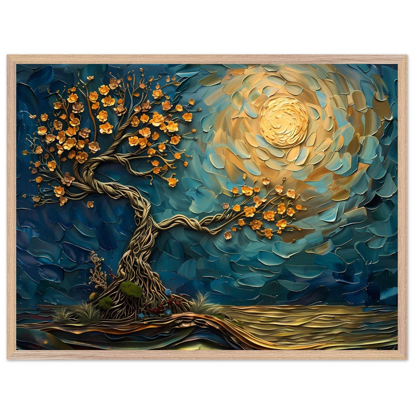 Tree of Life Jewelry - Golden Blooms & Midnight Sky Design - Vibrantwalls