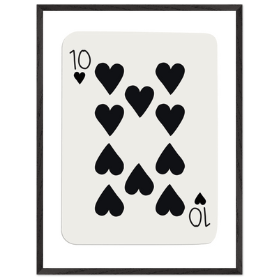 Minimalist Ten of Hearts Poker Card Print - Mounted Framed Poster Art, Eco-Friendly Wood Frame - Vibrantwalls