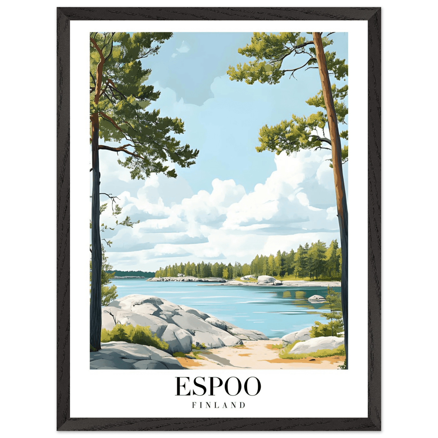 Espoo Finland Framed Poster – Serene Nordic Landscape Wall Art with Wooden Frame - Vibrantwalls
