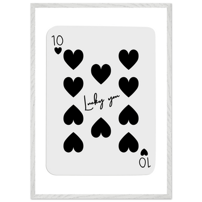 Lucky You 10 of Hearts Poker Card Print - Framed Poster Art, Eco-Friendly Wood Frame in Multiple Sizes & Finishes - Vibrantwalls