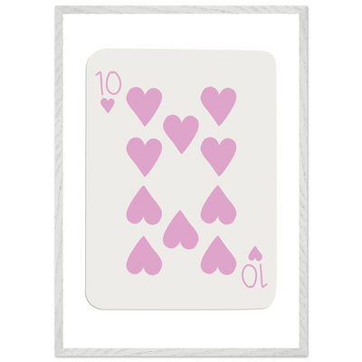 Ten of Hearts Poker Card Print - Soft Pink & Cream Mounted Framed Poster Art, Eco-Friendly Wood Frame - Vibrantwalls