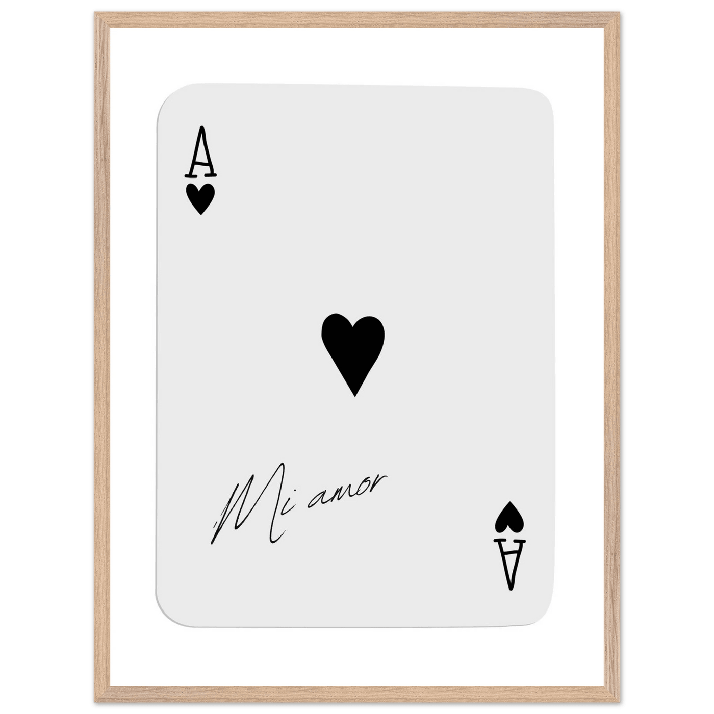 Mi Amor Ace of Hearts Framed Poster Art - Romantic Card Print with Eco-Friendly Wood Frame, Multiple Sizes & Colors - Vibrantwalls