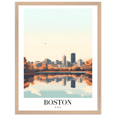 Boston Cityscape Framed Poster – Modern Travel Wall Art with Wooden Frame & Multiple Sizes - Vibrantwalls