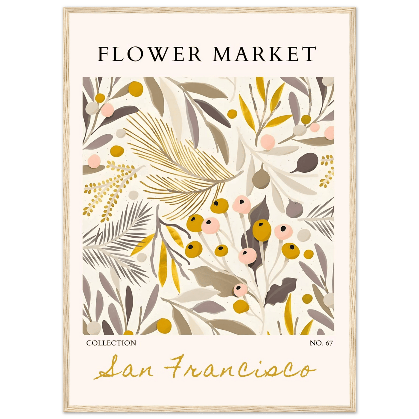 San Francisco Flower Market Collection Framed Poster – Botanical Golden Hues & Abstract Art Prints | Ready-to-Hang - Vibrantwalls