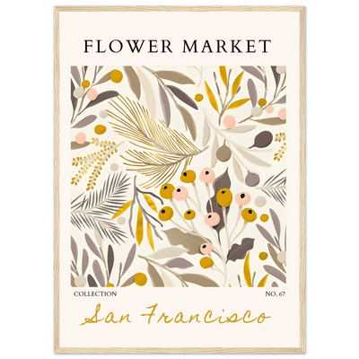 San Francisco Flower Market Collection Framed Poster – Botanical Golden Hues & Abstract Art Prints | Ready-to-Hang - Vibrantwalls
