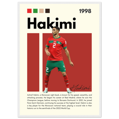 Achraf Hakimi Morocco Framed Football Legend Poster 50x70 cm 20x28″ White frame Vibrantwalls