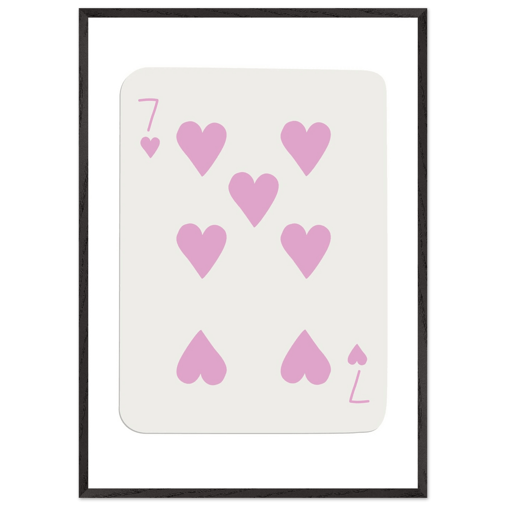 Charming Seven of Hearts Poker Card Print - Mounted Framed Poster Art with Eco-Friendly Wood Frame - Vibrantwalls