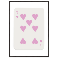 Charming Seven of Hearts Poker Card Print - Mounted Framed Poster Art with Eco-Friendly Wood Frame - Vibrantwalls
