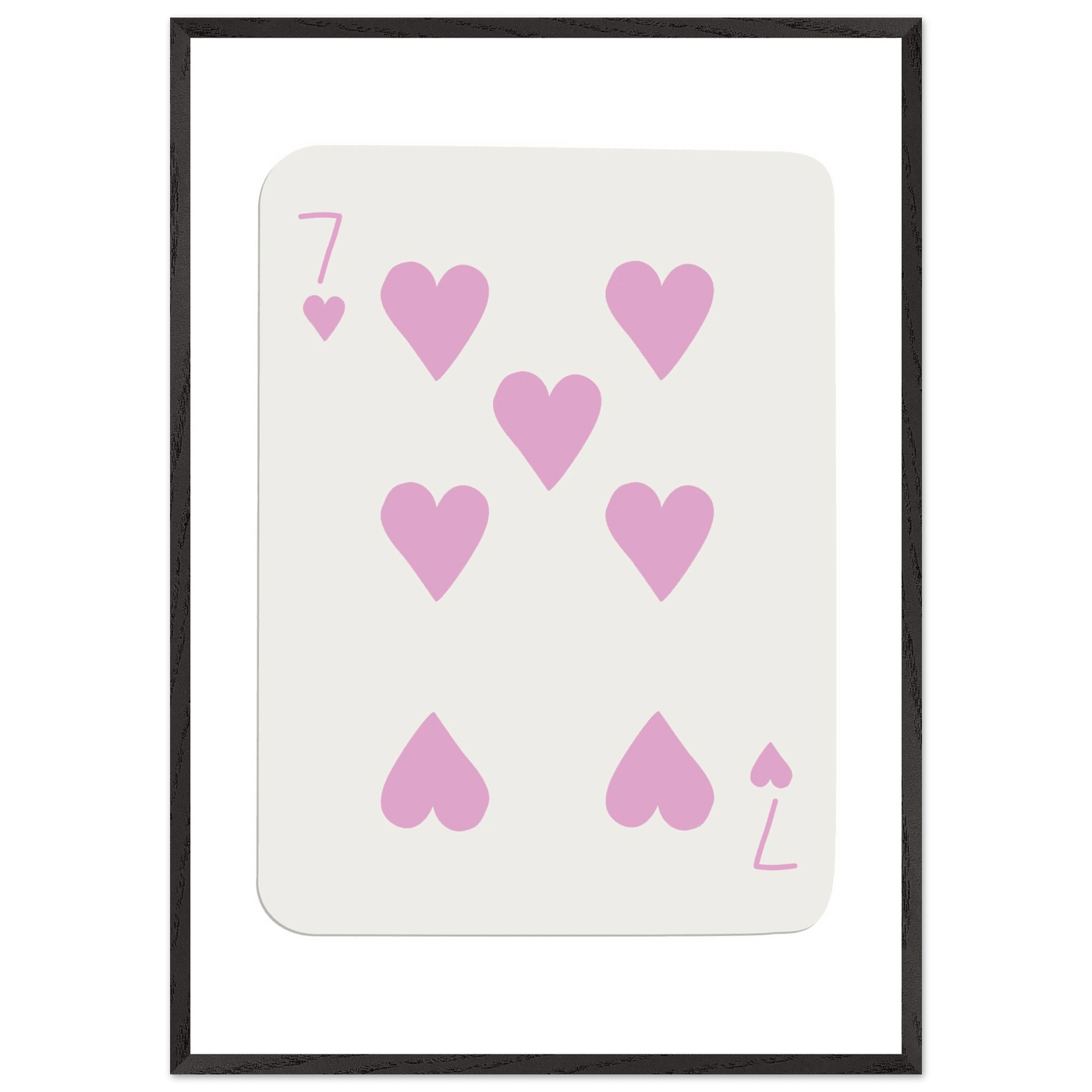 Charming Seven of Hearts Poker Card Print - Mounted Framed Poster Art with Eco-Friendly Wood Frame - Vibrantwalls