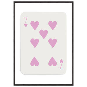 Charming Seven of Hearts Poker Card Print - Mounted Framed Poster Art with Eco-Friendly Wood Frame - Vibrantwalls