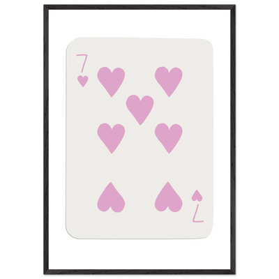 Charming Seven of Hearts Poker Card Print - Mounted Framed Poster Art with Eco-Friendly Wood Frame - Vibrantwalls