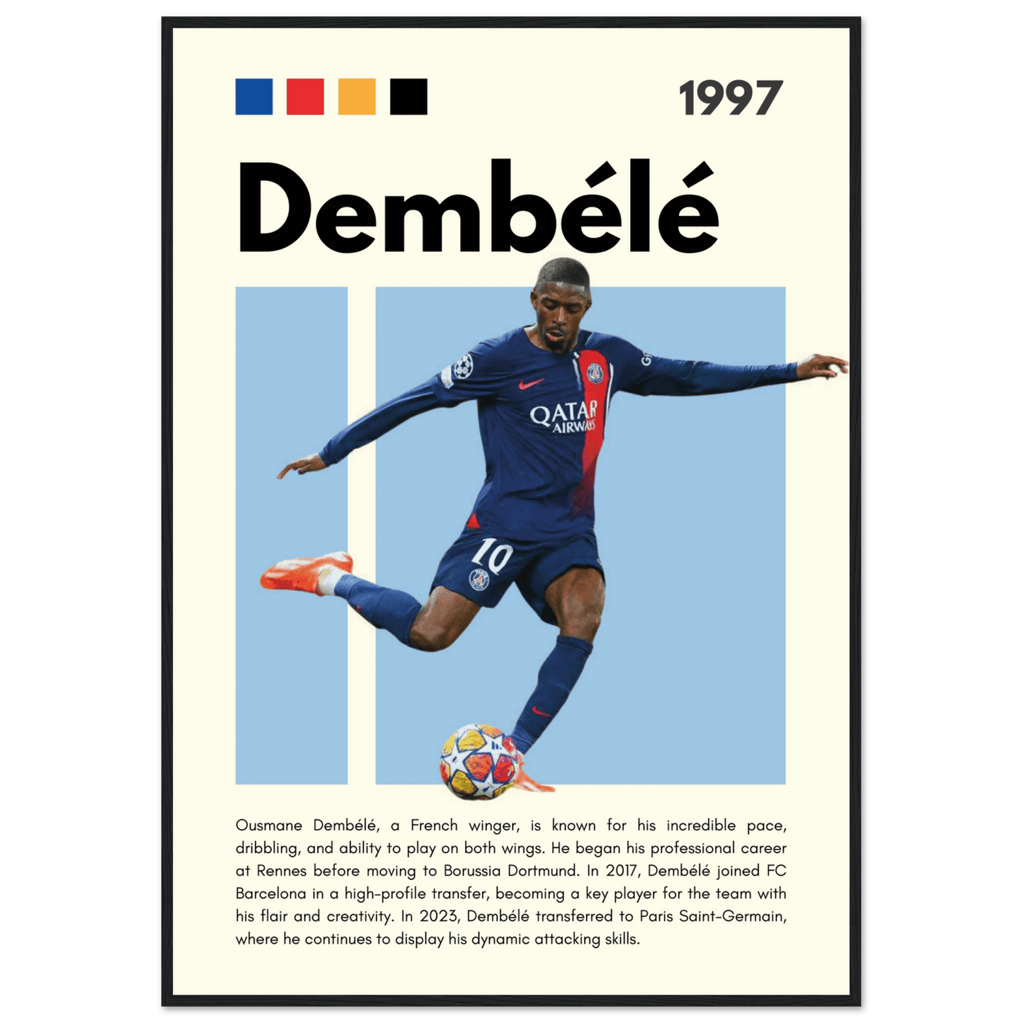 Ousmane Dembélé PSG Soccer Football Legends Poster Wall Art - Vibrantwalls