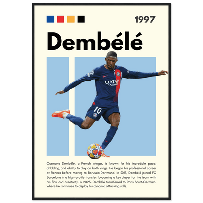 Ousmane Dembélé PSG Soccer Football Legends Poster Wall Art - Vibrantwalls